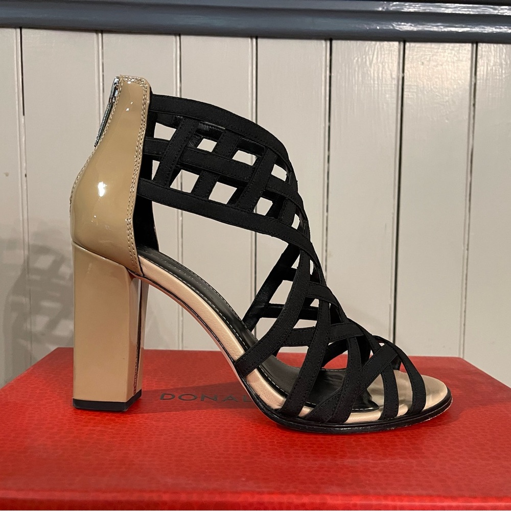 Donald Pliner Black Elastic/Patent Heels